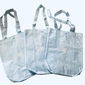 New Lot of 3 LULULEMON Spring 2025 Small Shopping Tote Bags Dream Blue Bubble